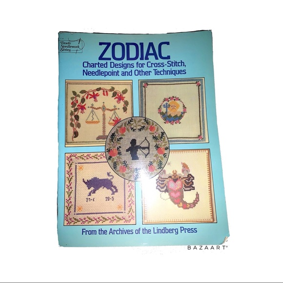 Vintage 1985 Zodiac Cross Stitch Needlepoint Designs Patterns - Picture 1 of 6